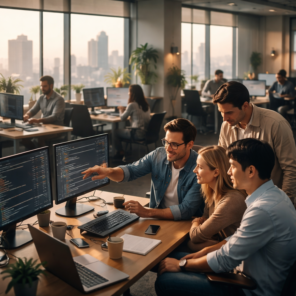 IT outsourcing team working collaboratively with Australian small business leaders