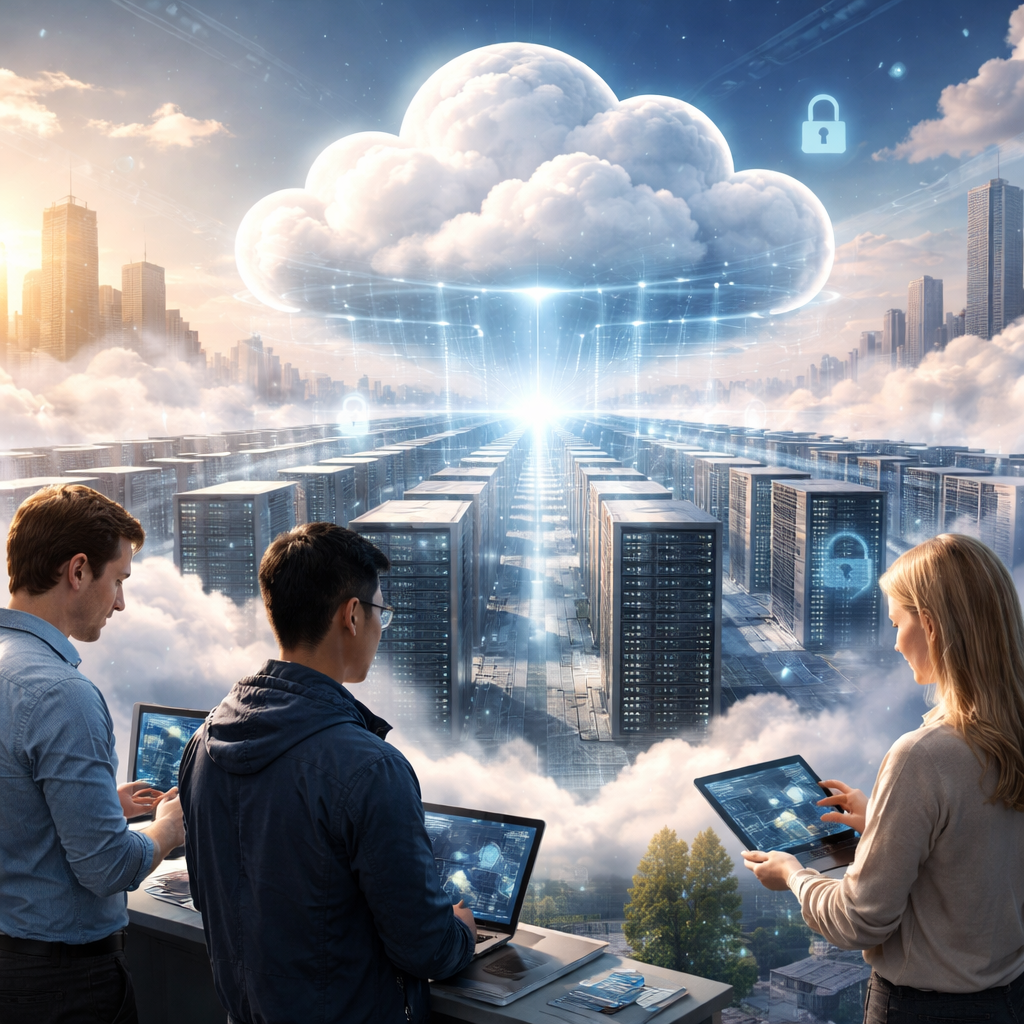 Futuristic Australian cloud infrastructure and data centre visualisation