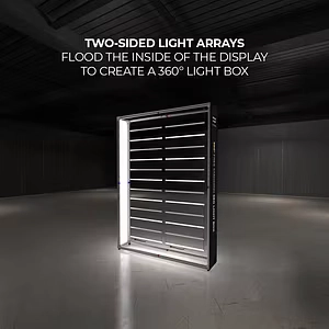 Two-sided light arrays enhance the WaveLight® Casonara Lightbox for immersive 360-degree illuminated display solutions.